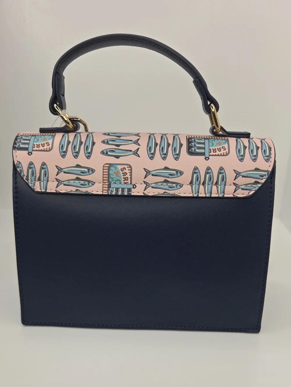 🐟▪️Betsey Johnson ▪️ Navy and Pink Sardine Print Top-Handle Crossbody Bag